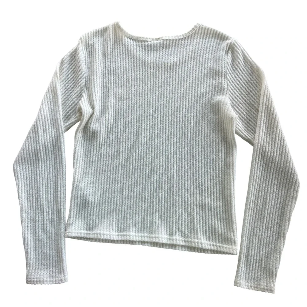 Hollister Women's L Cream Waffle Knit Long Sleeve Christmas Polar Bear Sleep Top
